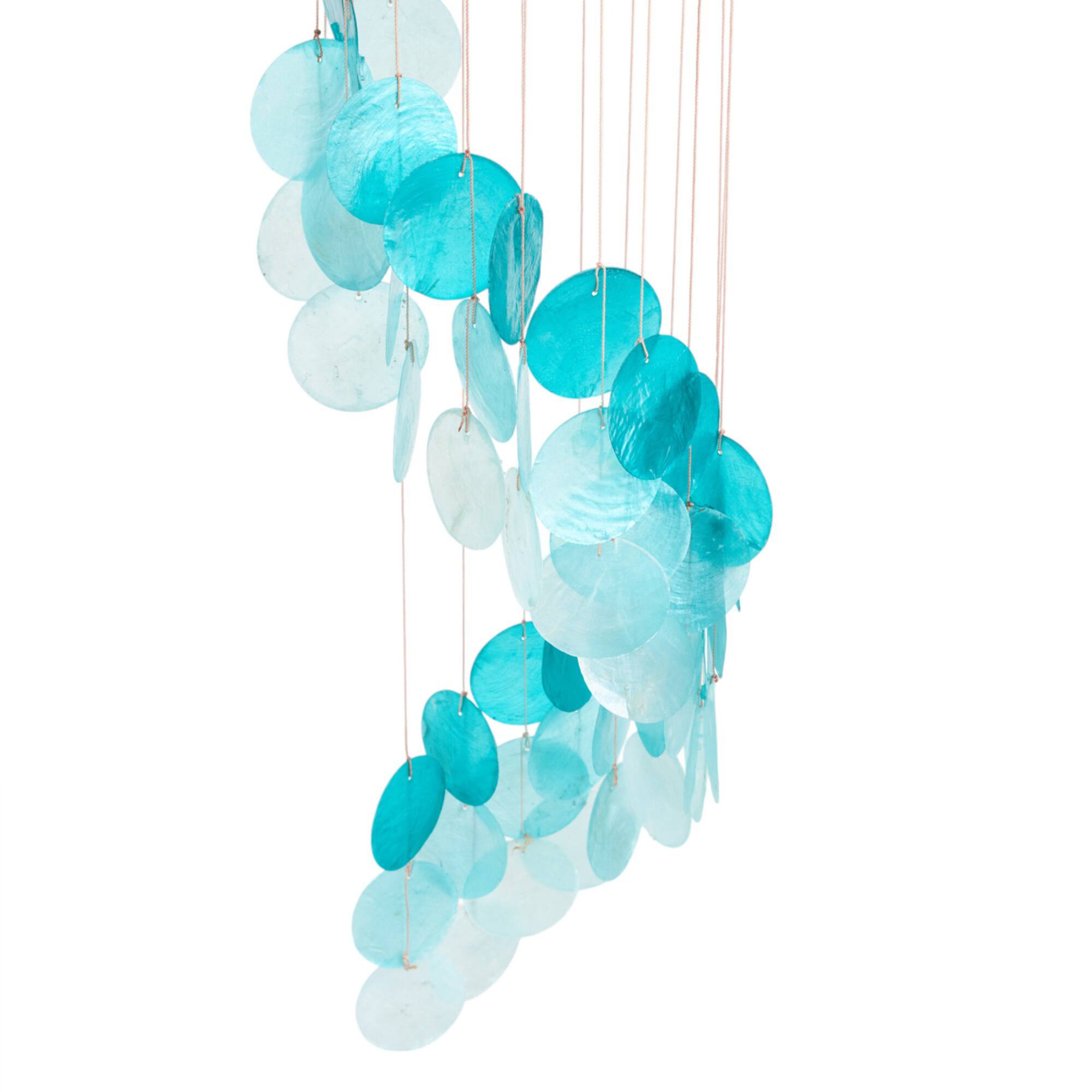 31" Teal Capiz Shell Waterfall Wind Chime